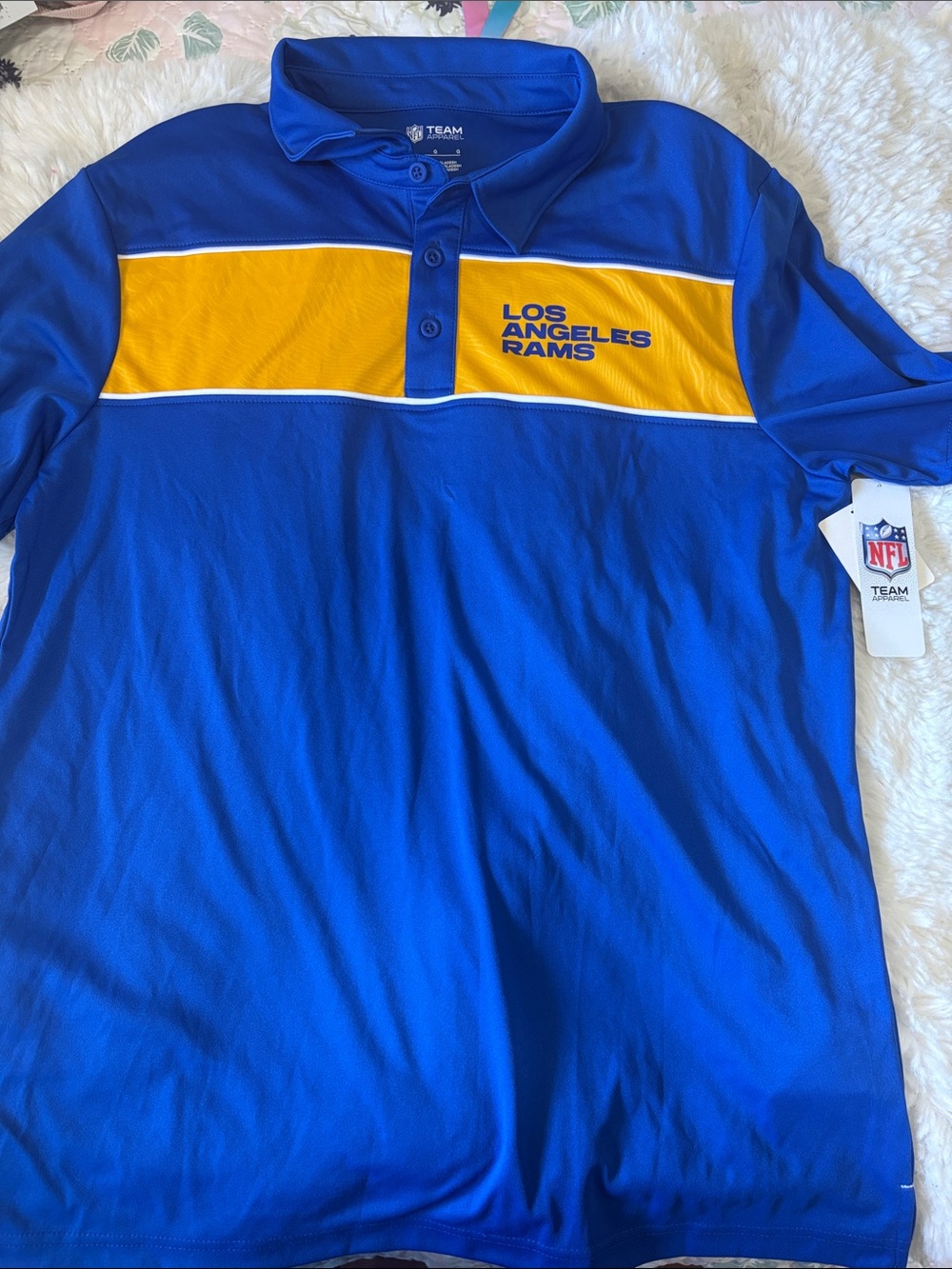 NFL Los Angeles Rams Blue and Yellow Polo Shirt
